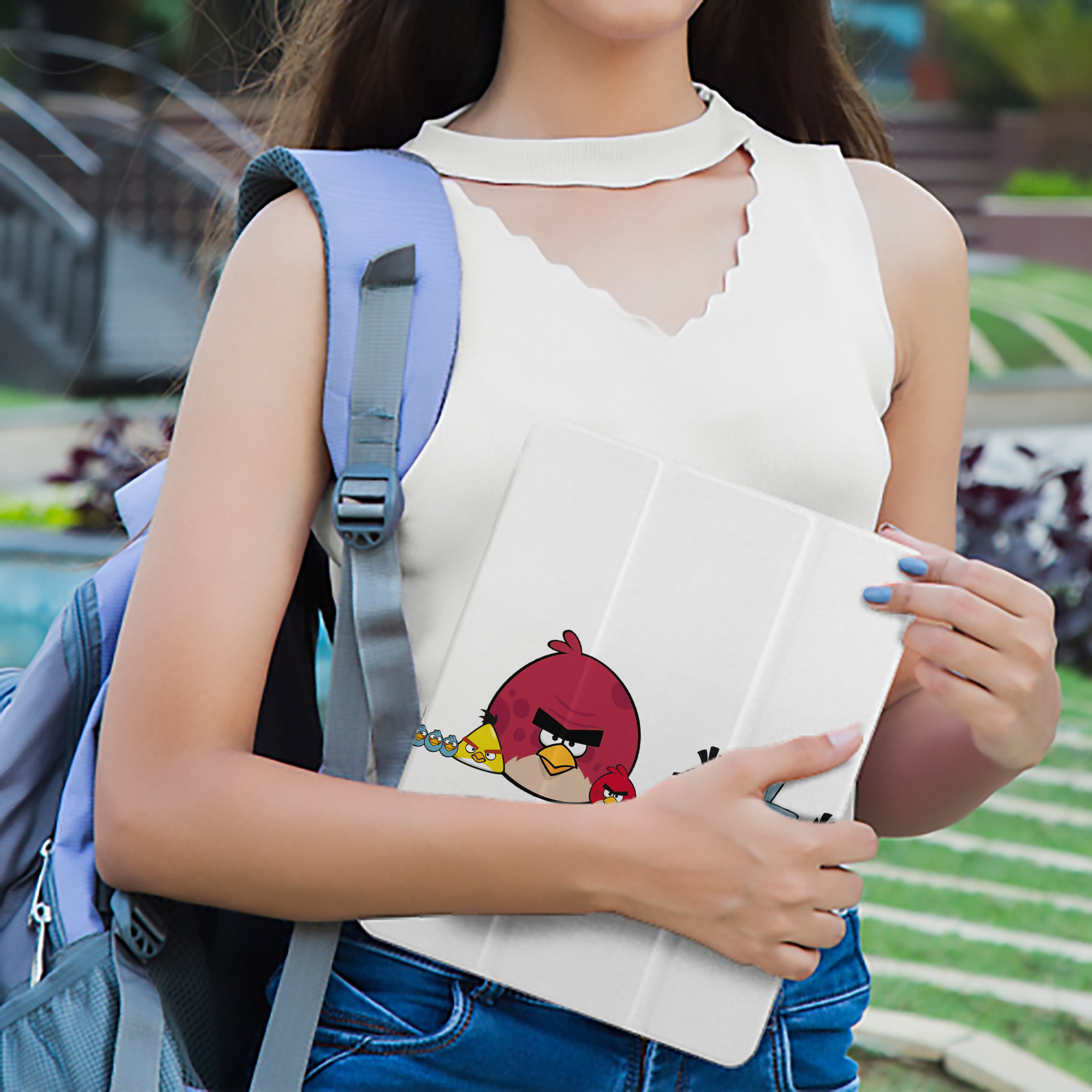 Angry Birds アングリーバード IPad ケース ペン収納付き 三つ折りスタンド PUレザー×シリコン 対応機種9.5/10.5/10.9インチ