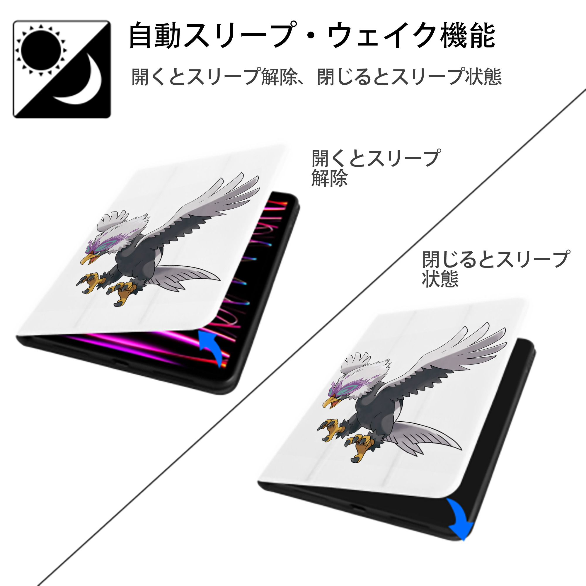 Angry Birds アングリーバード IPad ケース ペン収納付き 三つ折りスタンド PUレザー×シリコン 対応機種9.5/10.5/10.9インチ