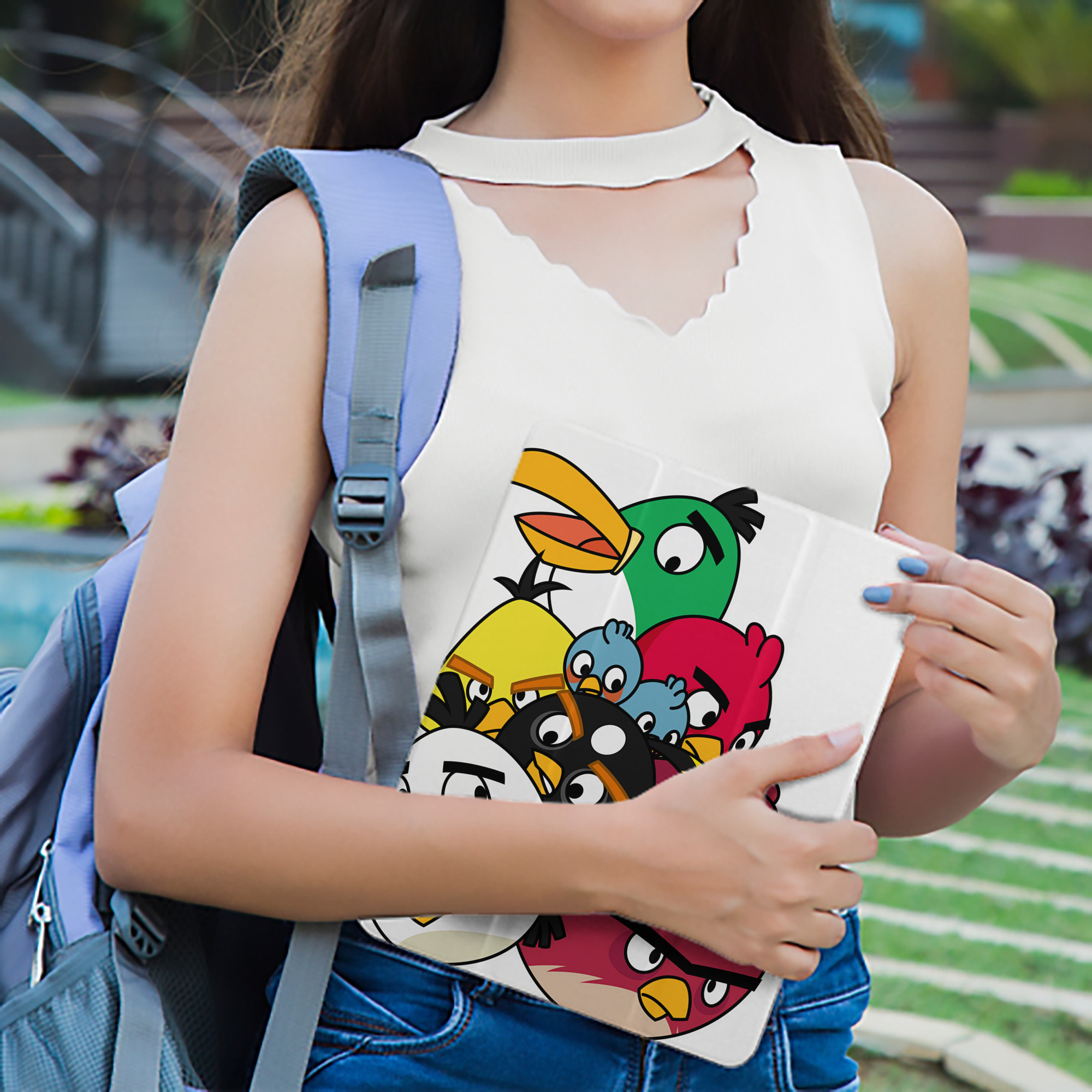 Angry Birds アングリーバード IPad ケース ペン収納付き 三つ折りスタンド PUレザー×シリコン 対応機種9.5/10.5/10.9インチ