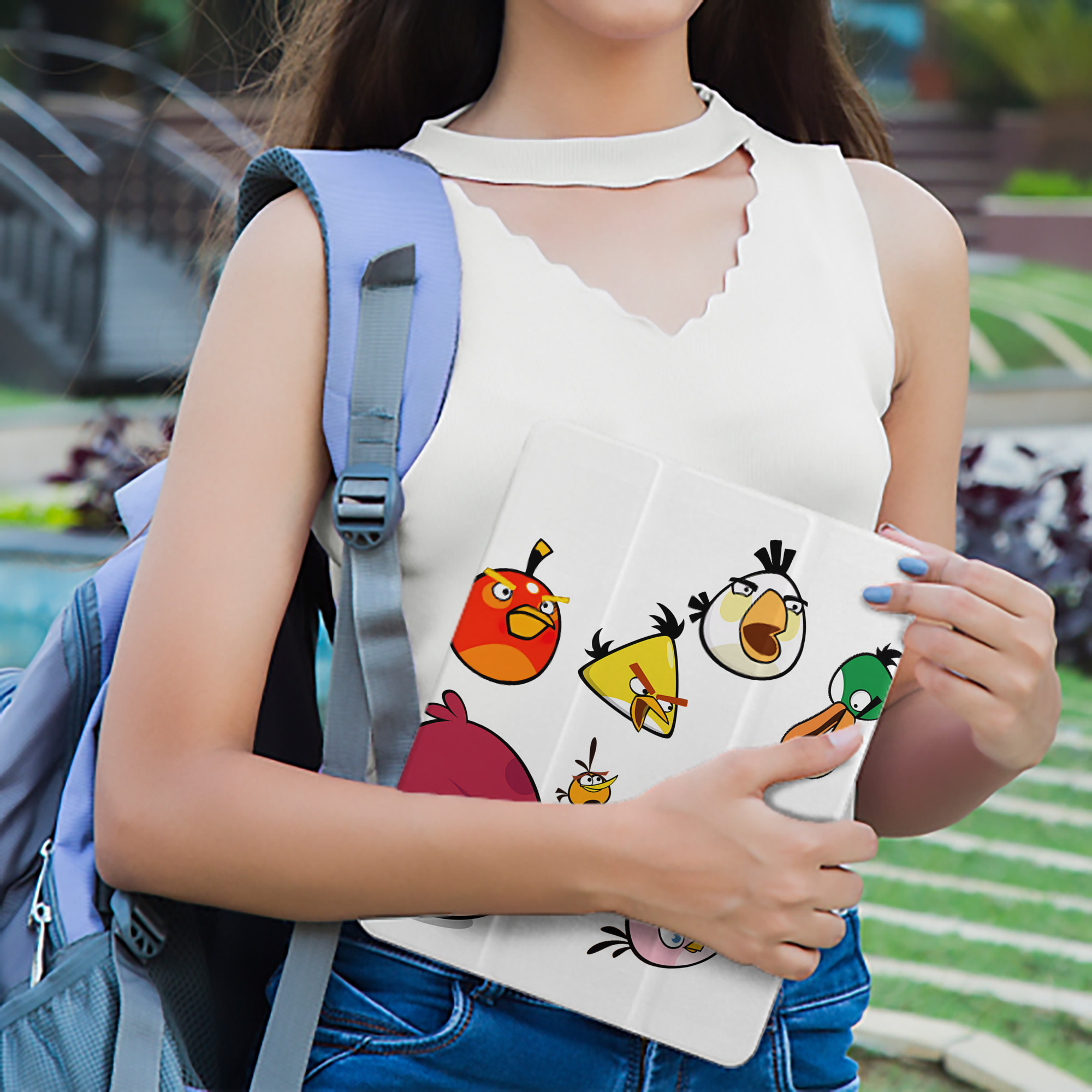 Angry Birds アングリーバード IPad ケース ペン収納付き 三つ折りスタンド PUレザー×シリコン 対応機種9.5/10.5/10.9インチ