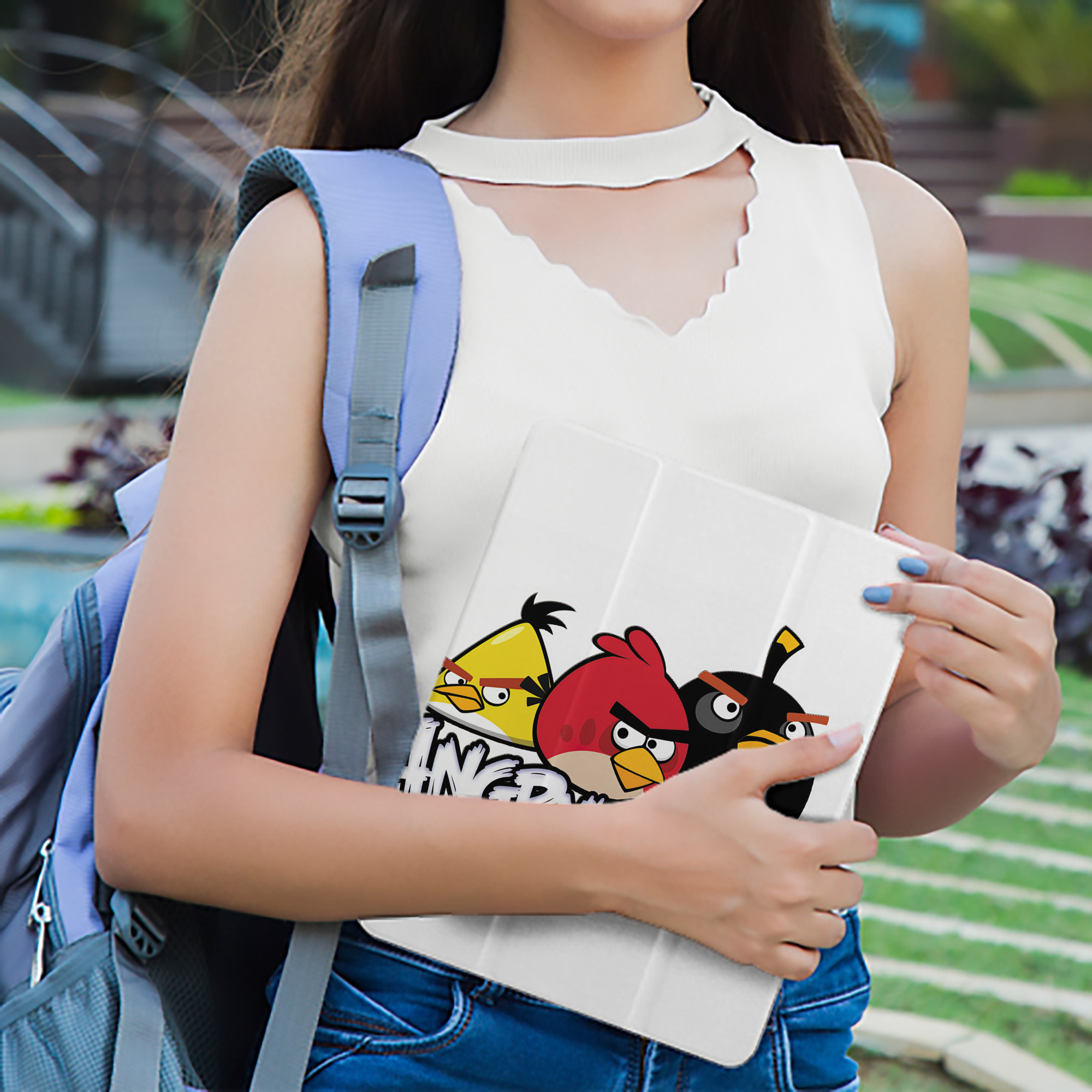 Angry Birds アングリーバード IPad ケース ペン収納付き 三つ折りスタンド PUレザー×シリコン 対応機種9.5/10.5/10.9インチ
