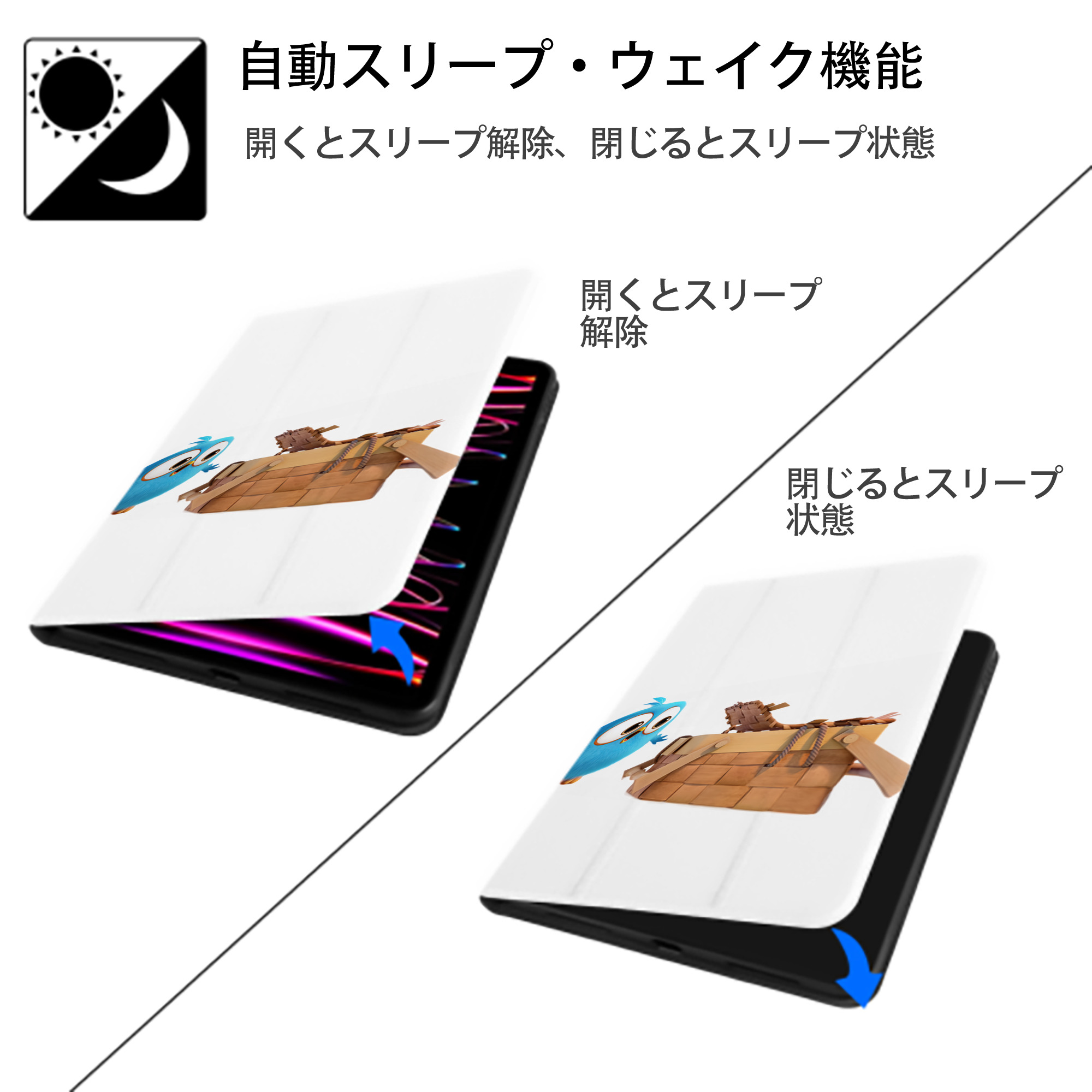 Angry Birds アングリーバード IPad ケース ペン収納付き 三つ折りスタンド PUレザー×シリコン 対応機種9.5/10.5/10.9インチ