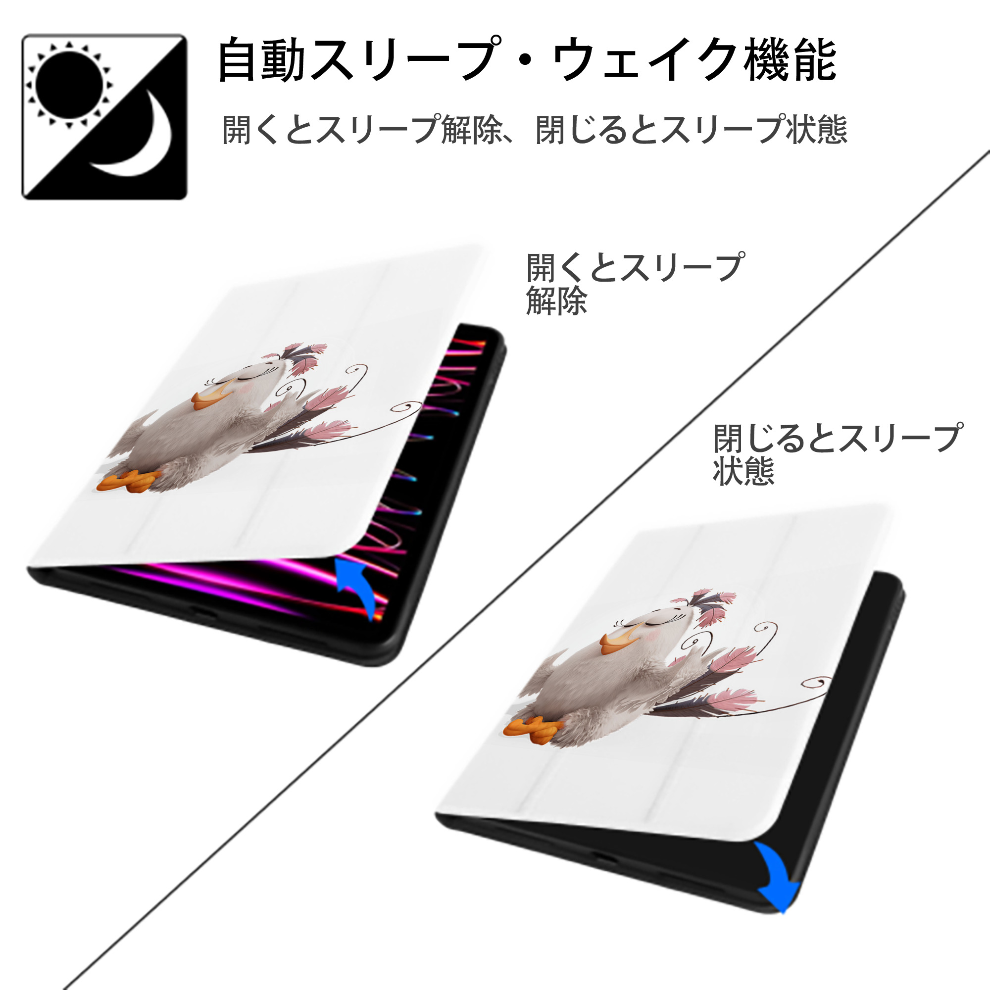 Angry Birds アングリーバード IPad ケース ペン収納付き 三つ折りスタンド PUレザー×シリコン 対応機種9.5/10.5/10.9インチ
