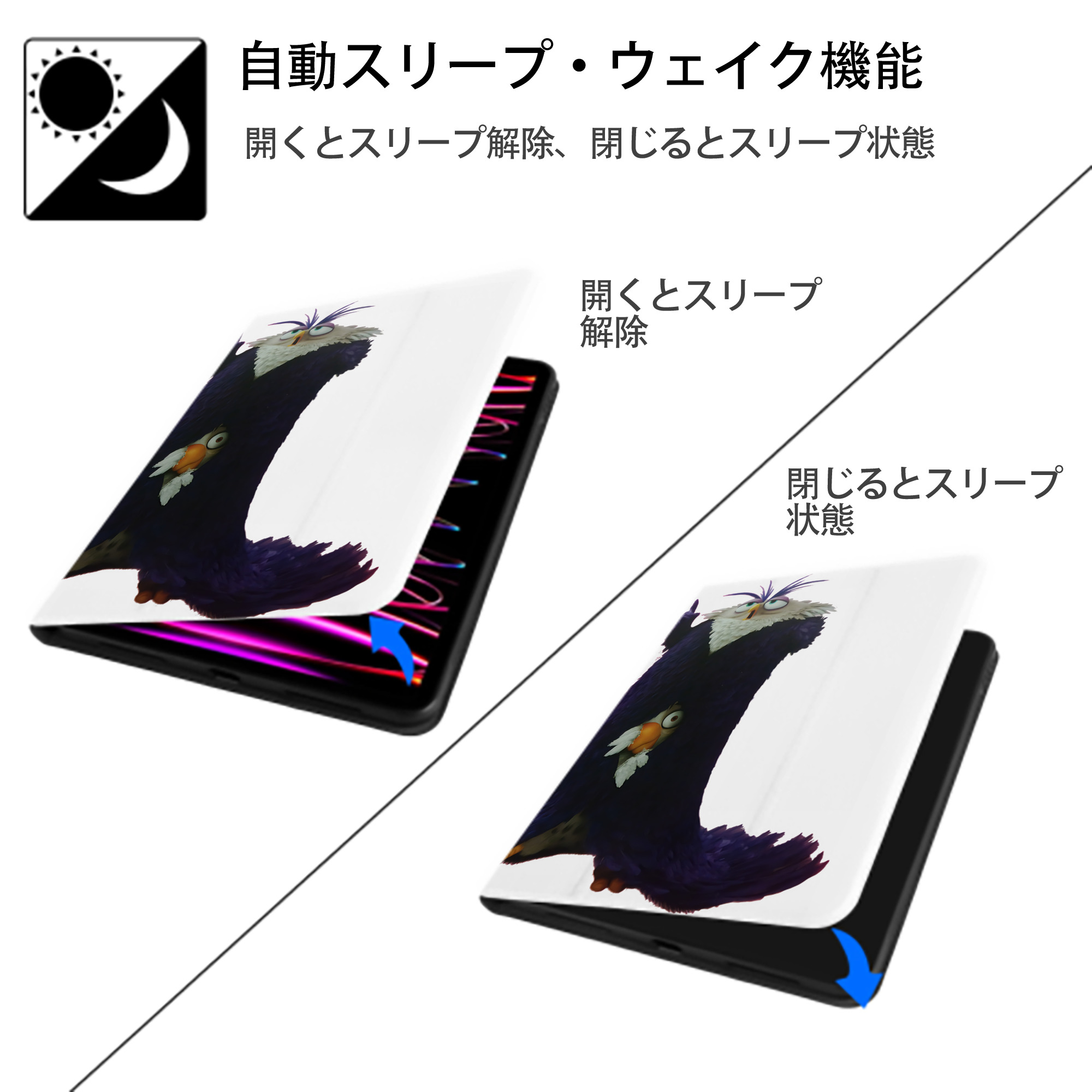 Angry Birds アングリーバード IPad ケース ペン収納付き 三つ折りスタンド PUレザー×シリコン 対応機種9.5/10.5/10.9インチ