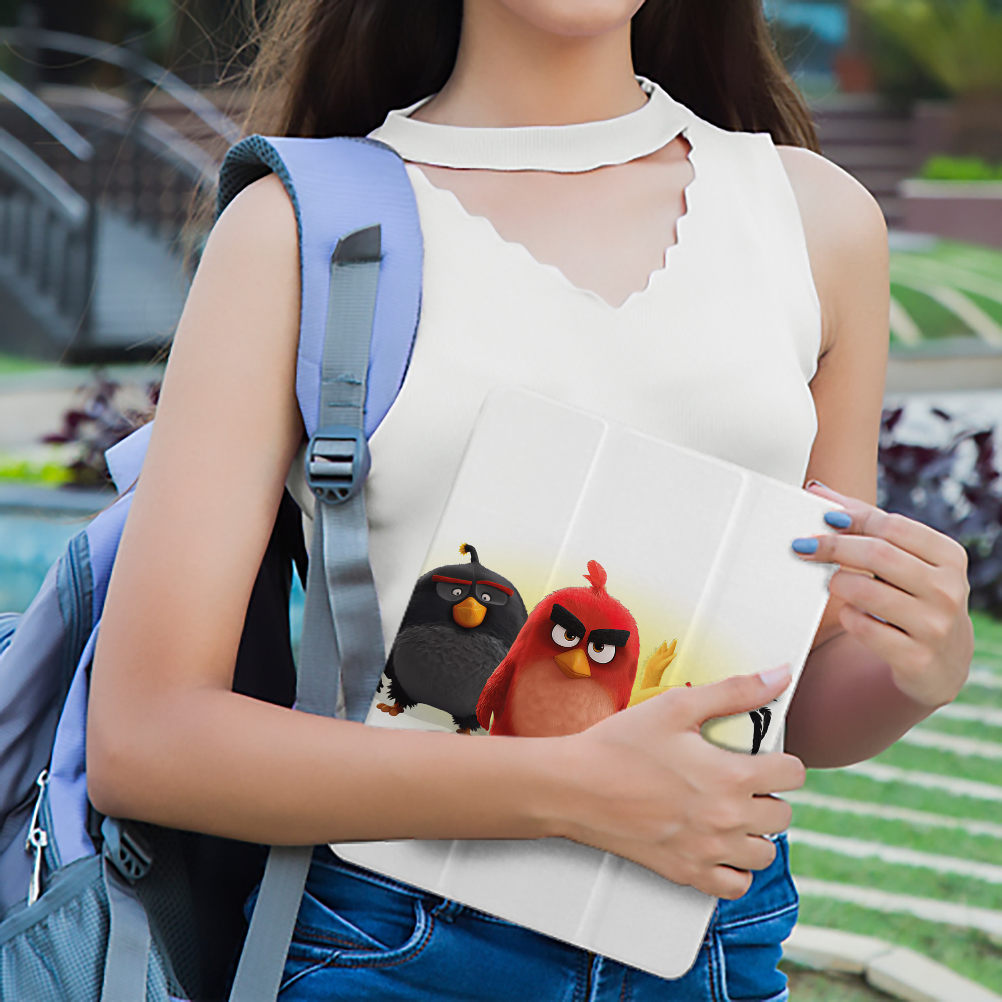 Angry Birds アングリーバード IPad ケース ペン収納付き 三つ折りスタンド PUレザー×シリコン 対応機種9.5/10.5/10.9インチ