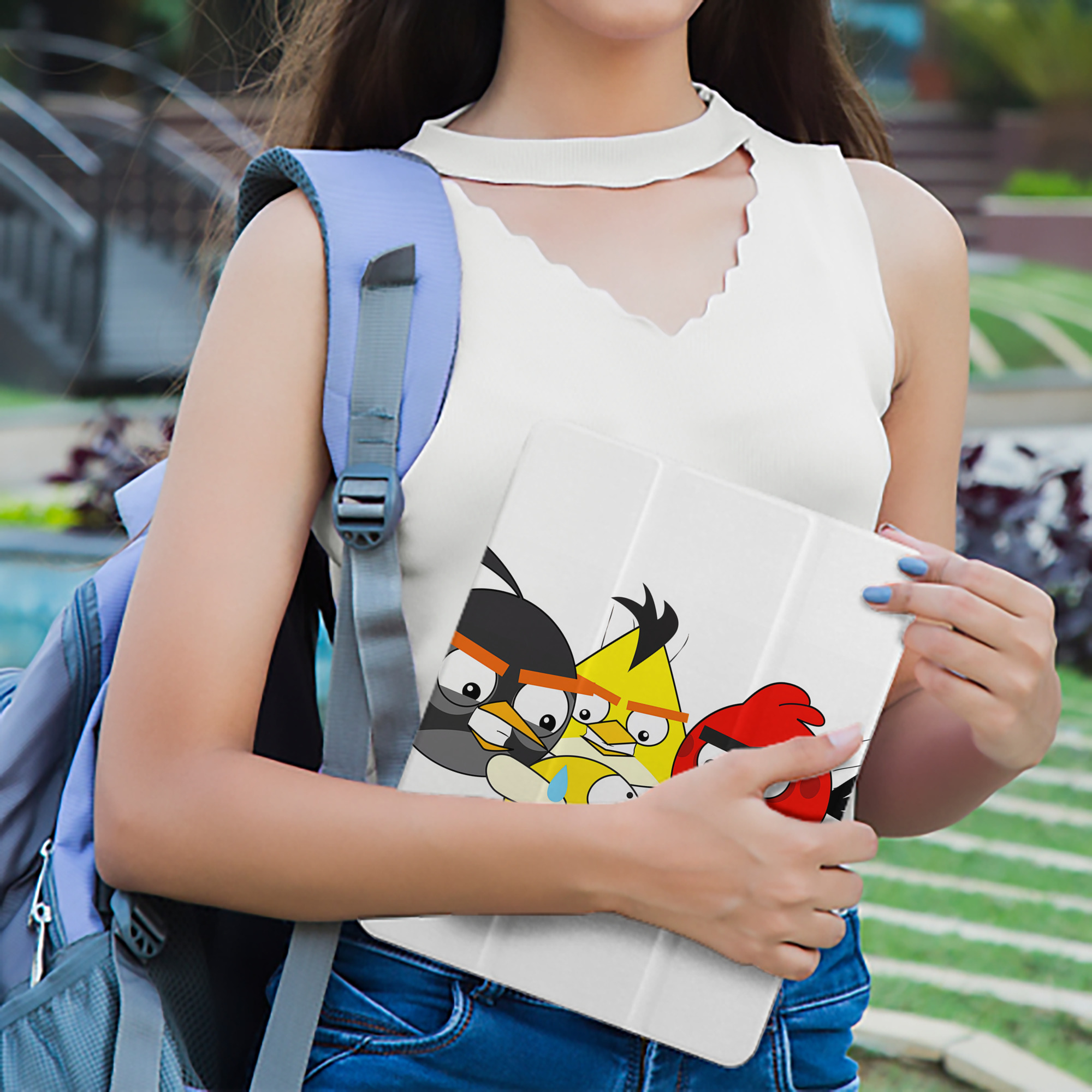 Angry Birds アングリーバード IPad ケース ペン収納付き 三つ折りスタンド PUレザー×シリコン 対応機種9.5/10.5/10.9インチ