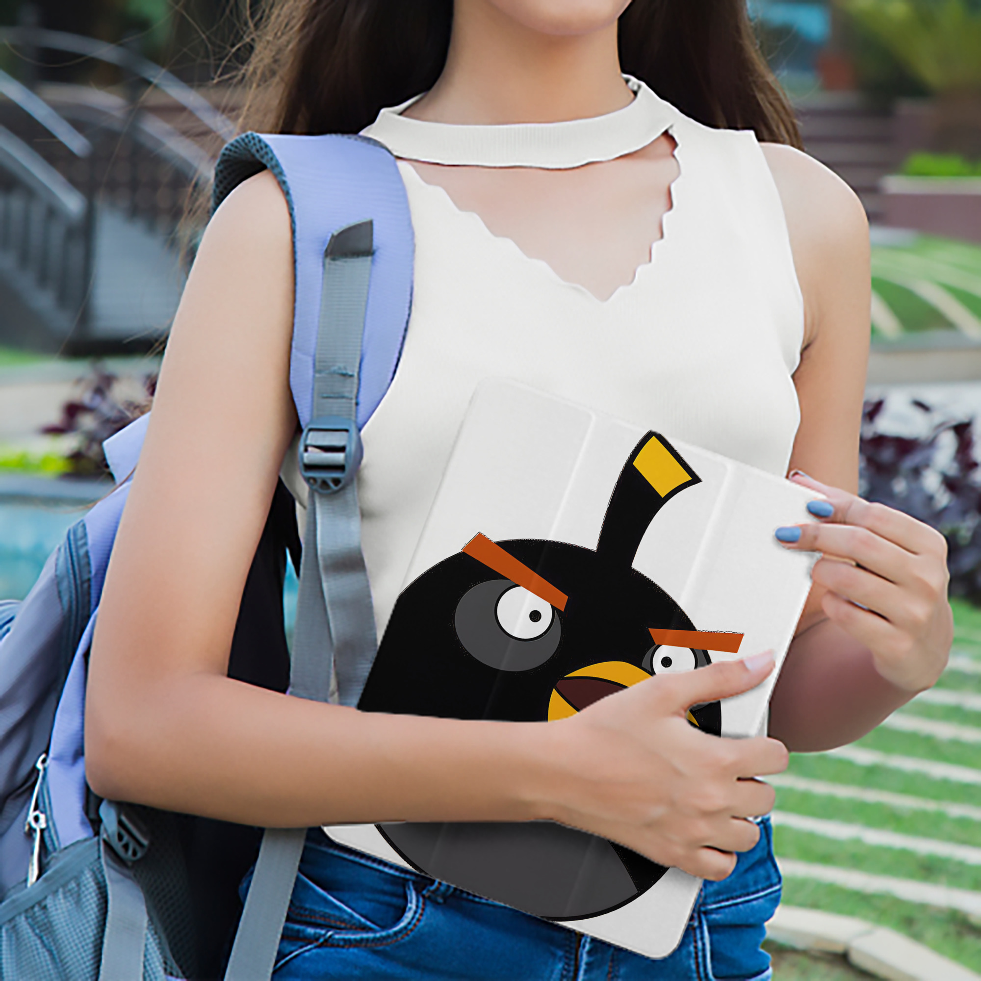Angry Birds アングリーバード IPad ケース ペン収納付き 三つ折りスタンド PUレザー×シリコン 対応機種9.5/10.5/10.9インチ