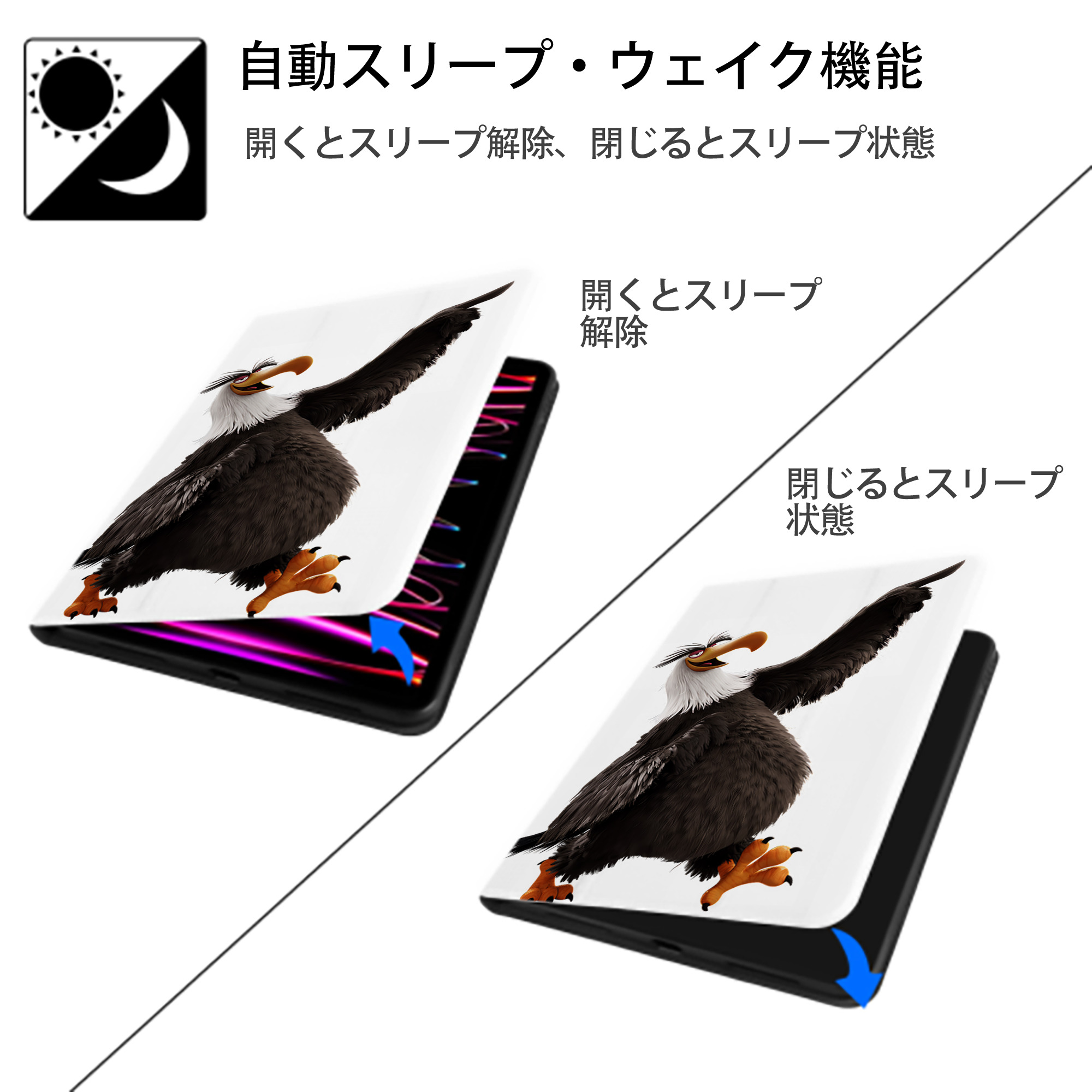 Angry Birds アングリーバード IPad ケース ペン収納付き 三つ折りスタンド PUレザー×シリコン 対応機種9.5/10.5/10.9インチ