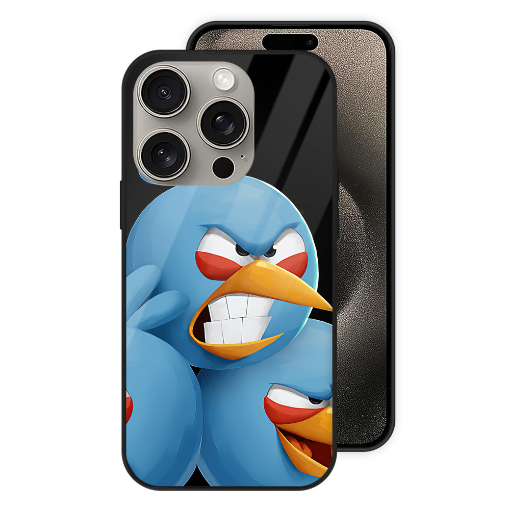 （画像用） Angry Birds アングリーバード 【iPhone15Pro対応】スマホケース 耐衝撃＆黄変防止 背面ガラス