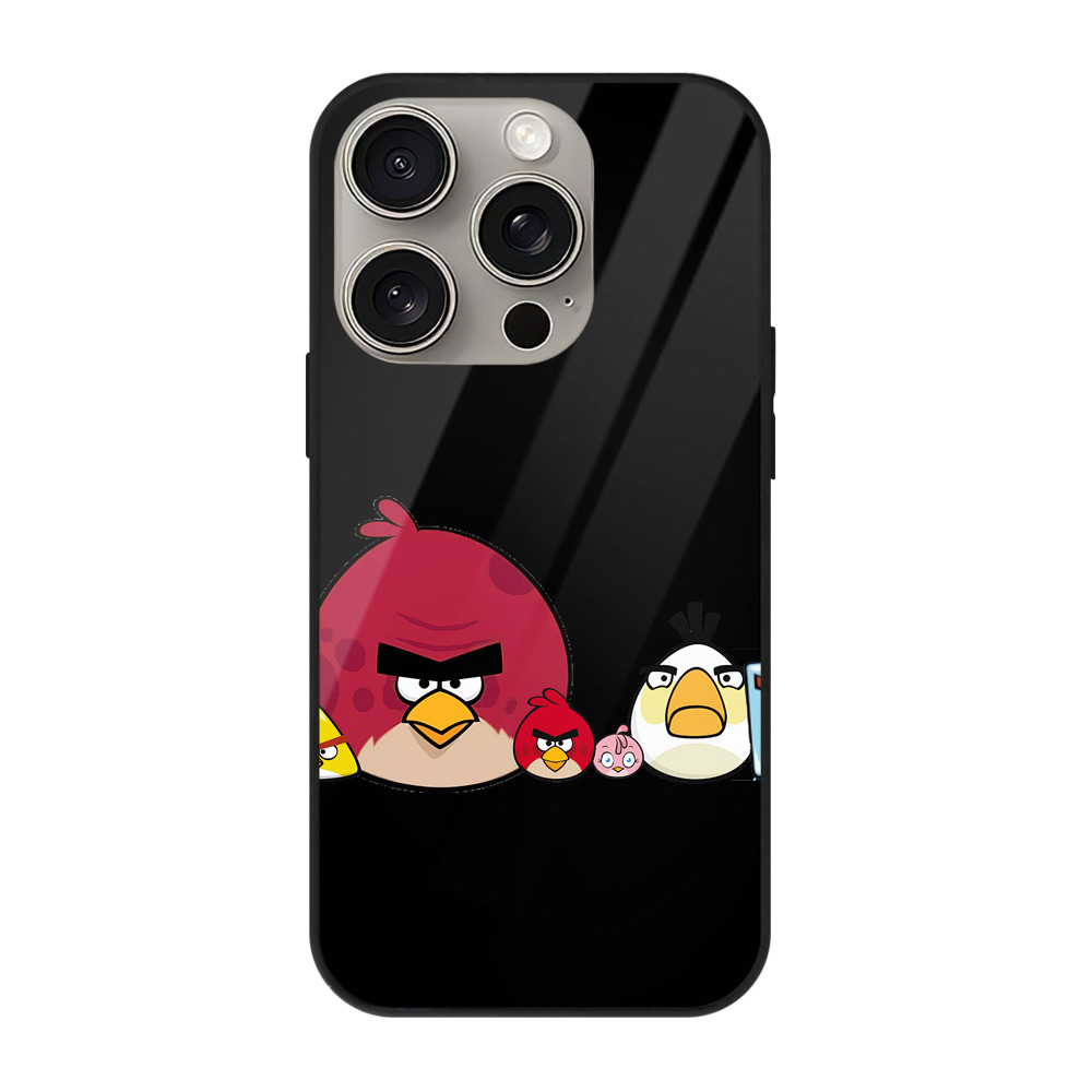（画像用） Angry Birds アングリーバード 【iPhone15Pro対応】スマホケース 耐衝撃＆黄変防止 背面ガラス