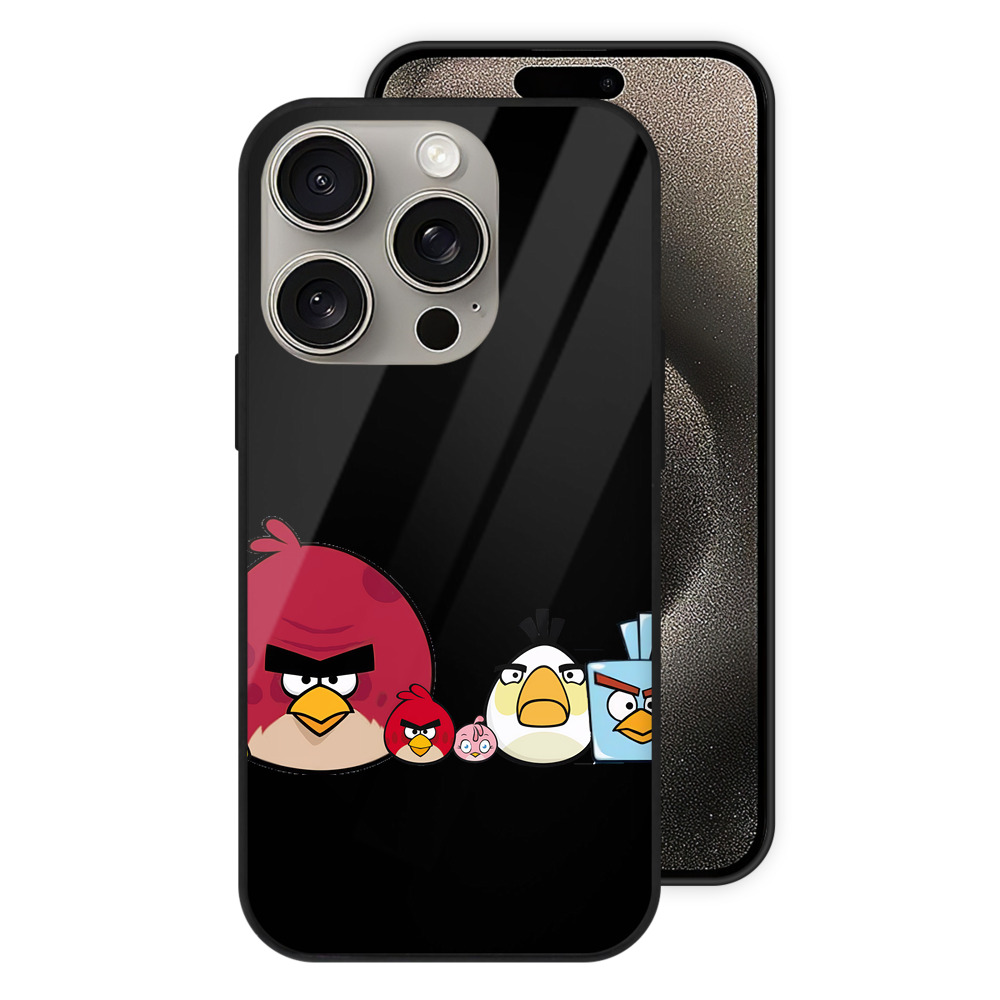（画像用） Angry Birds アングリーバード 【iPhone15Pro対応】スマホケース 耐衝撃＆黄変防止 背面ガラス