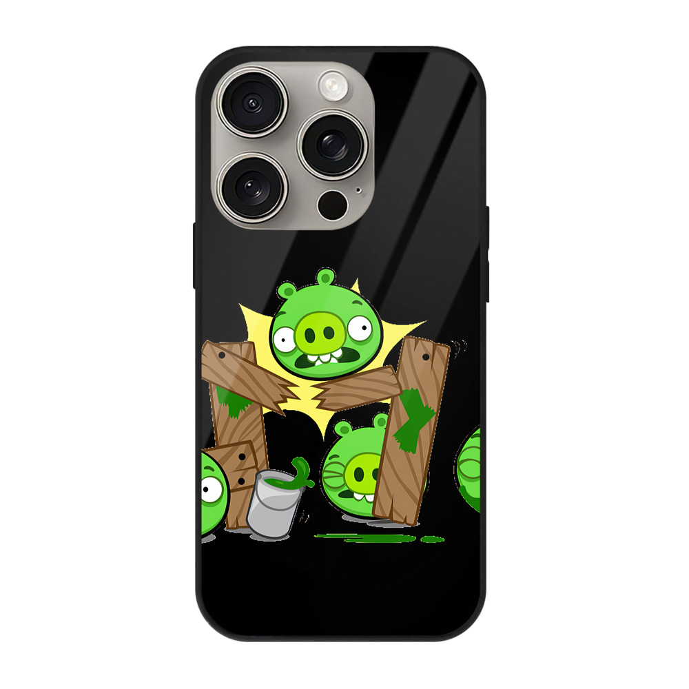 （画像用） Angry Birds アングリーバード 【iPhone15Pro対応】スマホケース 耐衝撃＆黄変防止 背面ガラス