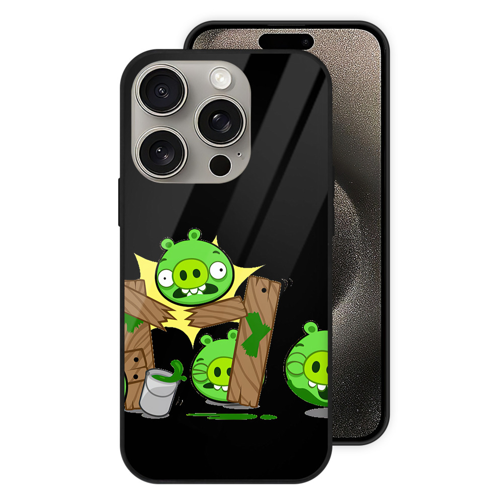 （画像用） Angry Birds アングリーバード 【iPhone15Pro対応】スマホケース 耐衝撃＆黄変防止 背面ガラス