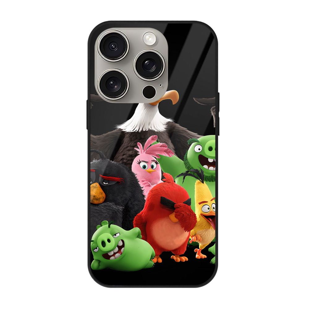（画像用） Angry Birds アングリーバード 【iPhone15Pro対応】スマホケース 耐衝撃＆黄変防止 背面ガラス