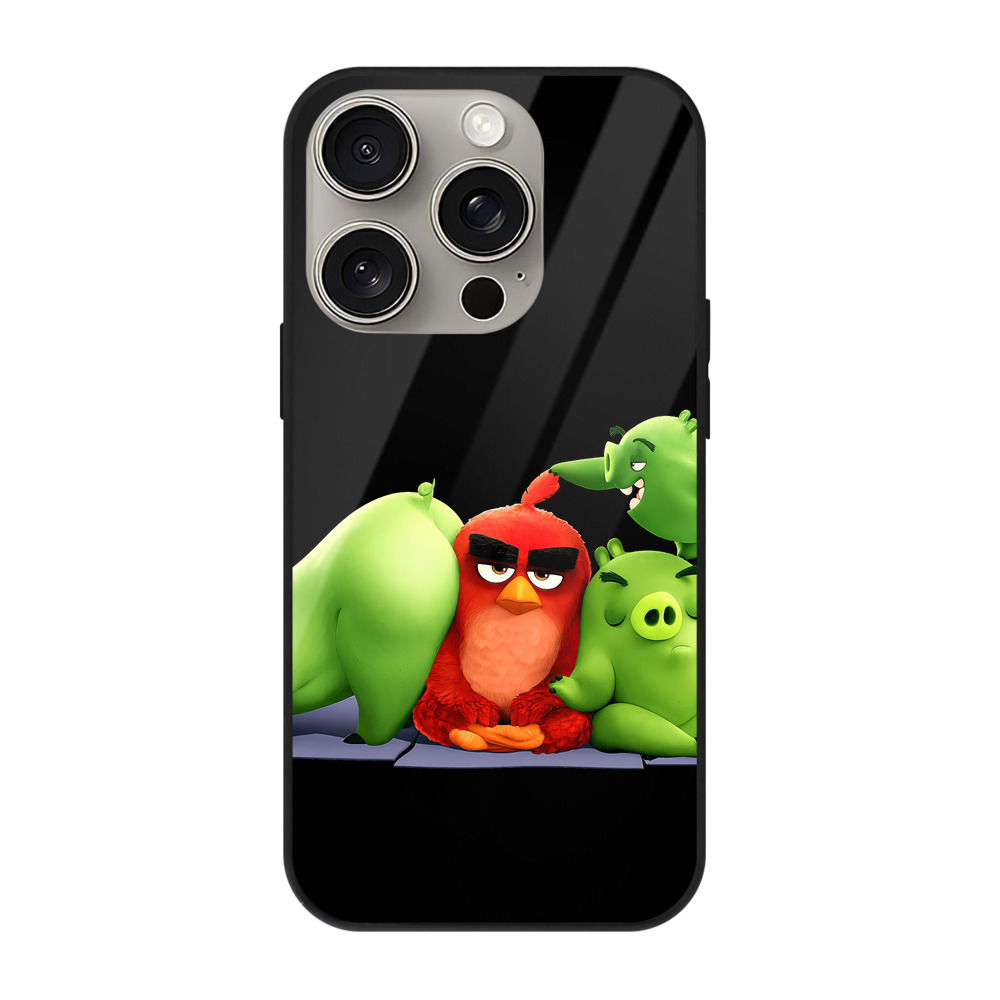 （画像用） Angry Birds アングリーバード 【iPhone15Pro対応】スマホケース 耐衝撃＆黄変防止 背面ガラス
