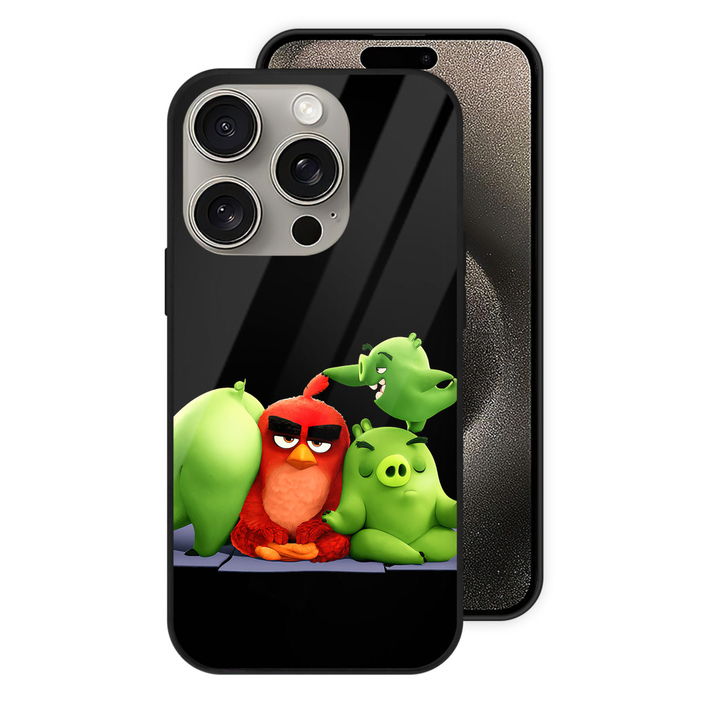 （画像用） Angry Birds アングリーバード 【iPhone15Pro対応】スマホケース 耐衝撃＆黄変防止 背面ガラス