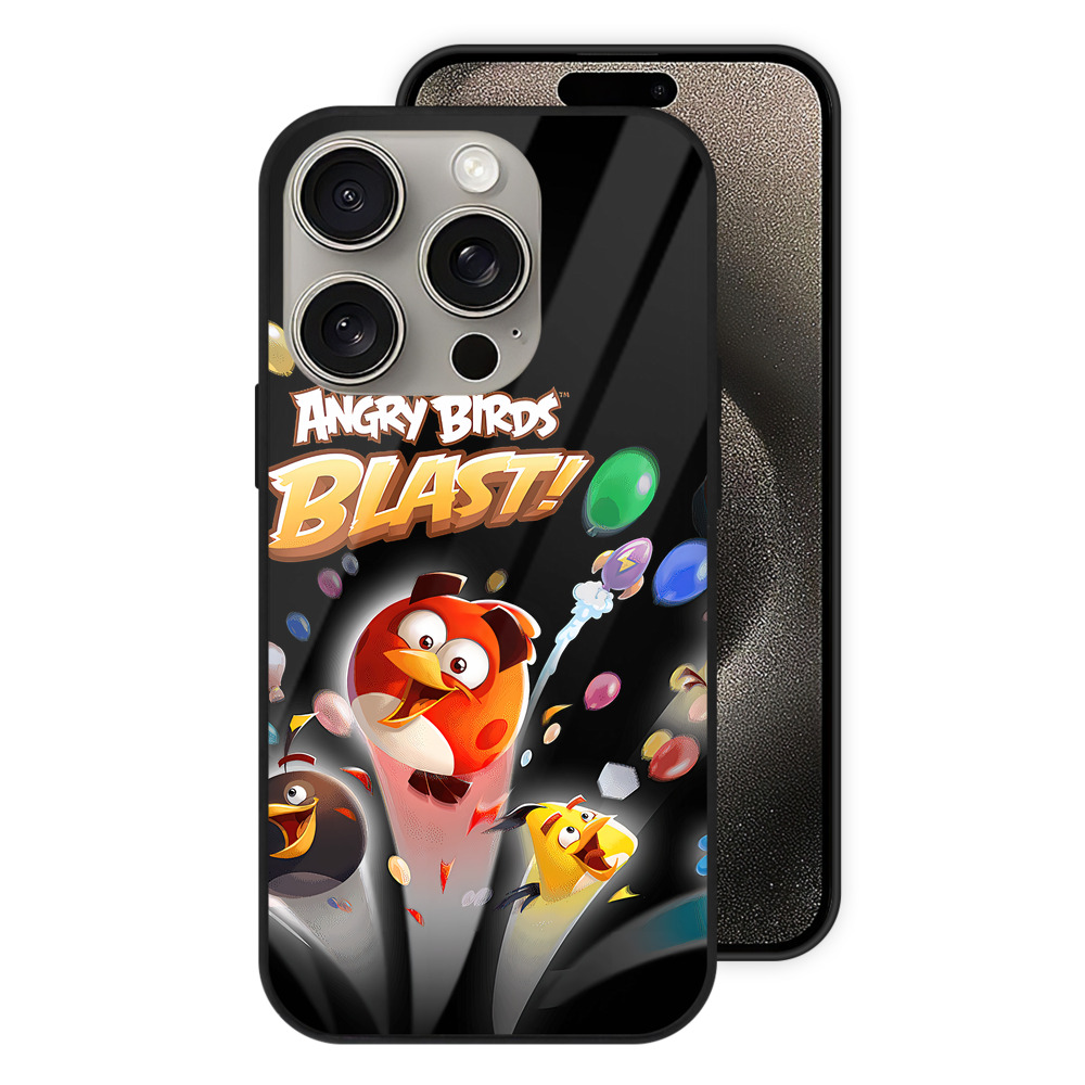 （画像用） Angry Birds アングリーバード 【iPhone15Pro対応】スマホケース 耐衝撃＆黄変防止 背面ガラス