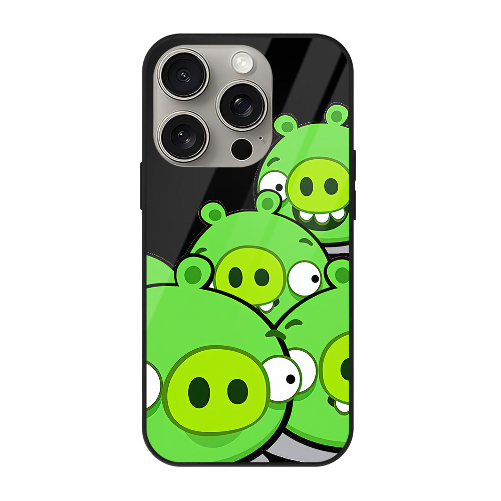（画像用） Angry Birds アングリーバード 【iPhone15Pro対応】スマホケース 耐衝撃＆黄変防止 背面ガラス