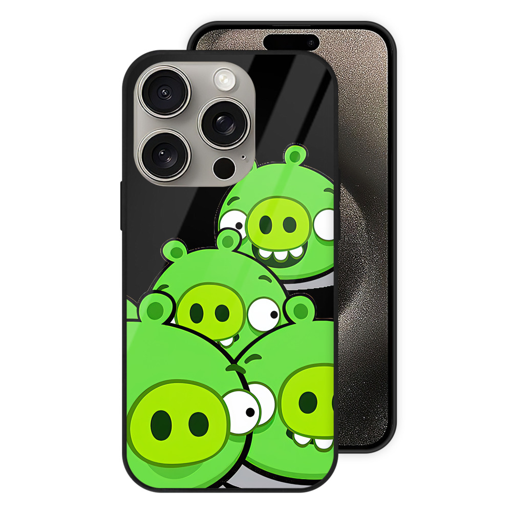 （画像用） Angry Birds アングリーバード 【iPhone15Pro対応】スマホケース 耐衝撃＆黄変防止 背面ガラス