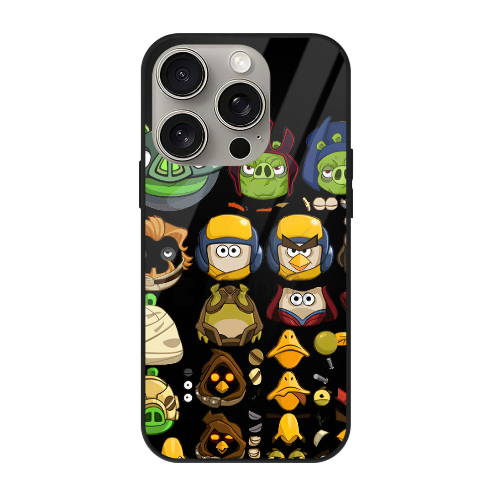 （画像用） Angry Birds アングリーバード 【iPhone15Pro対応】スマホケース 耐衝撃＆黄変防止 背面ガラス