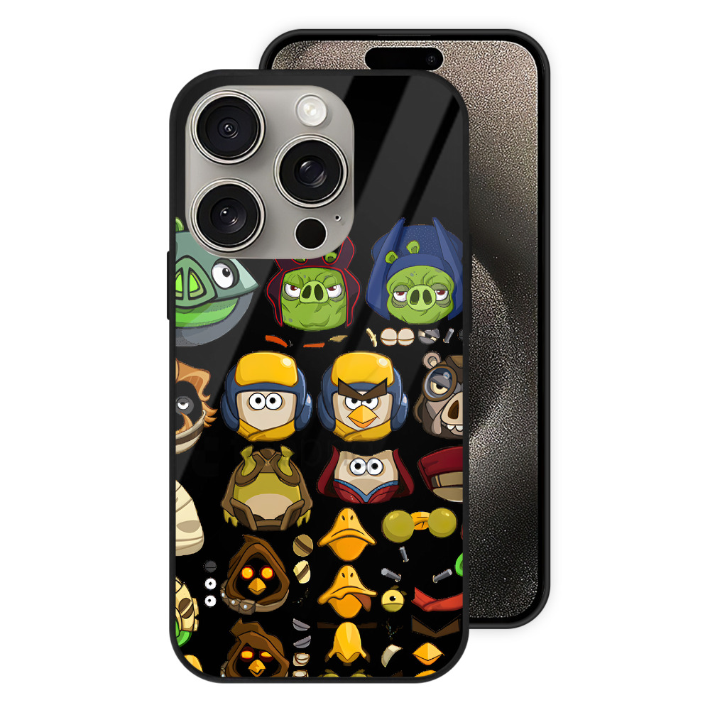 （画像用） Angry Birds アングリーバード 【iPhone15Pro対応】スマホケース 耐衝撃＆黄変防止 背面ガラス