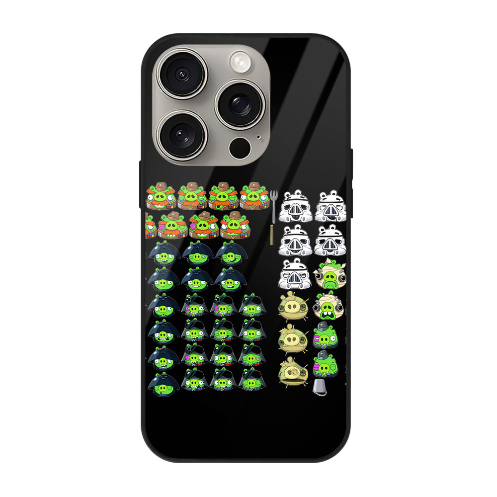 （画像用） Angry Birds アングリーバード 【iPhone15Pro対応】スマホケース 耐衝撃＆黄変防止 背面ガラス