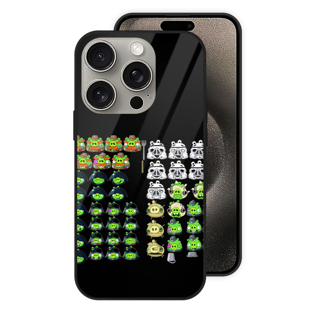 （画像用） Angry Birds アングリーバード 【iPhone15Pro対応】スマホケース 耐衝撃＆黄変防止 背面ガラス