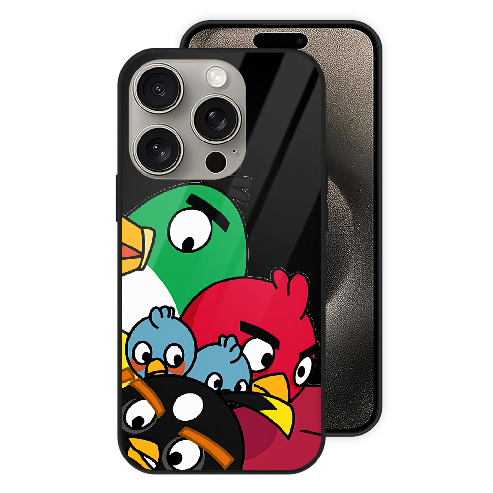 （画像用） Angry Birds アングリーバード 【iPhone15Pro対応】スマホケース 耐衝撃＆黄変防止 背面ガラス