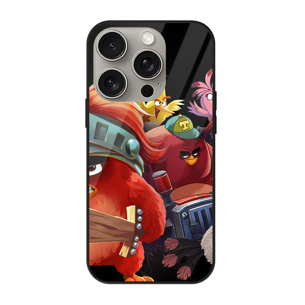 （画像用） Angry Birds アングリーバード 【iPhone15Pro対応】スマホケース 耐衝撃＆黄変防止 背面ガラス