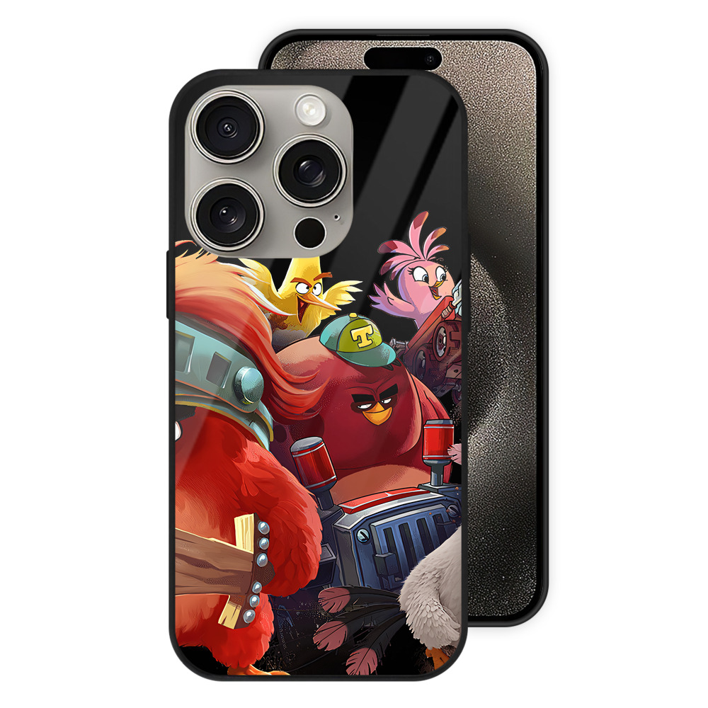 （画像用） Angry Birds アングリーバード 【iPhone15Pro対応】スマホケース 耐衝撃＆黄変防止 背面ガラス