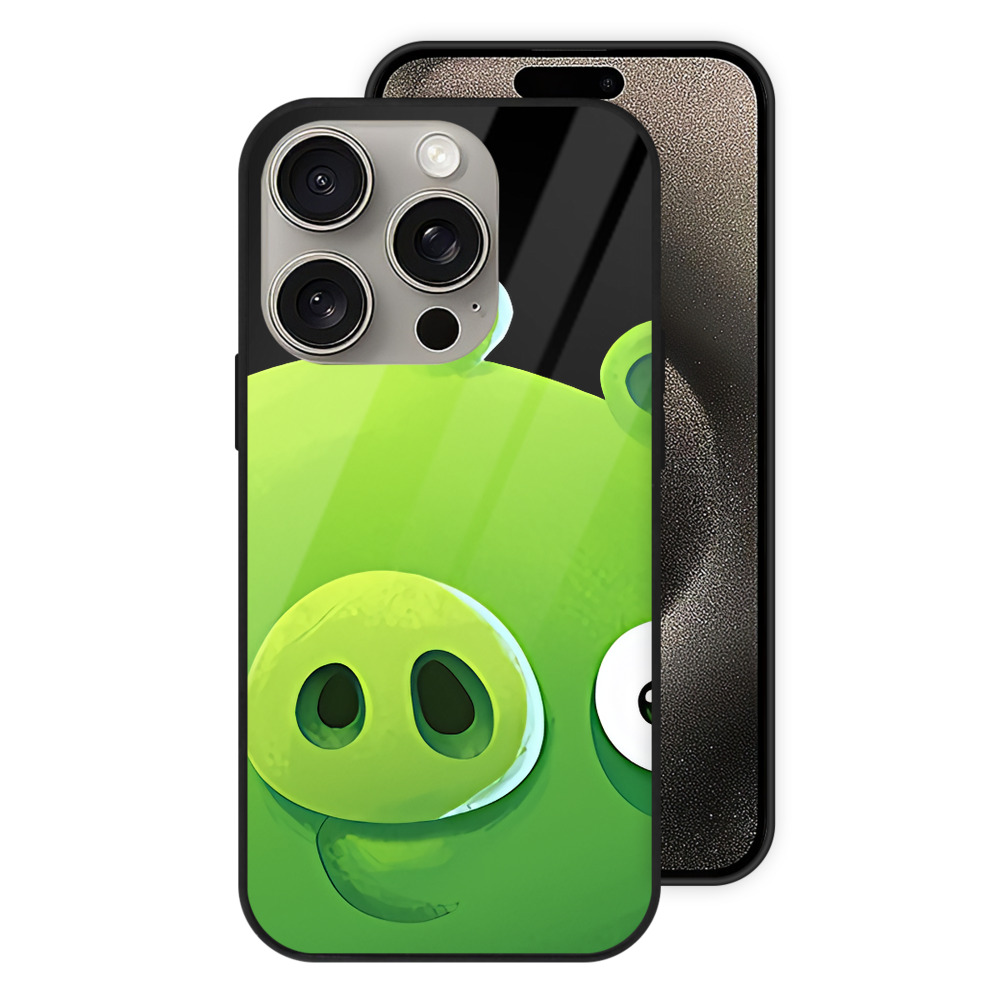 （画像用） Angry Birds アングリーバード 【iPhone15Pro対応】スマホケース 耐衝撃＆黄変防止 背面ガラス