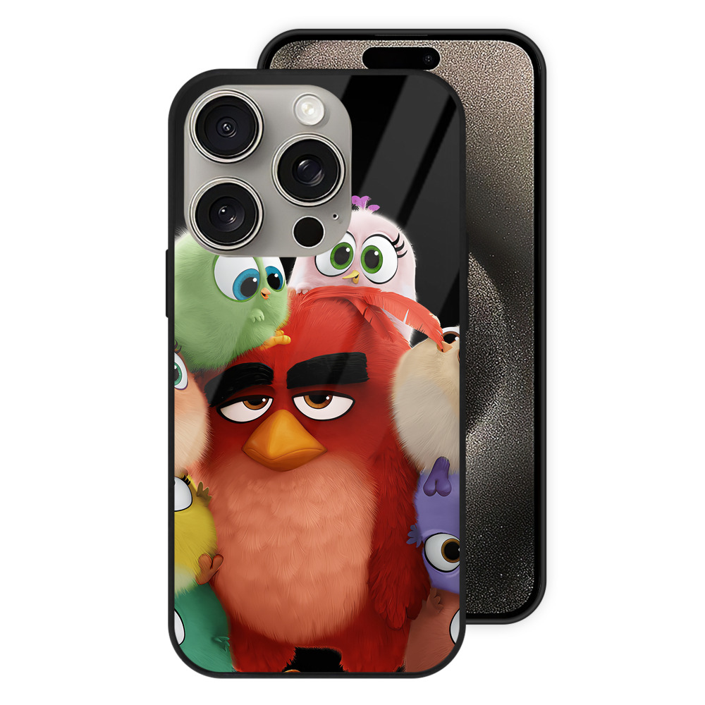 （画像用） Angry Birds アングリーバード 【iPhone15Pro対応】スマホケース 耐衝撃＆黄変防止 背面ガラス