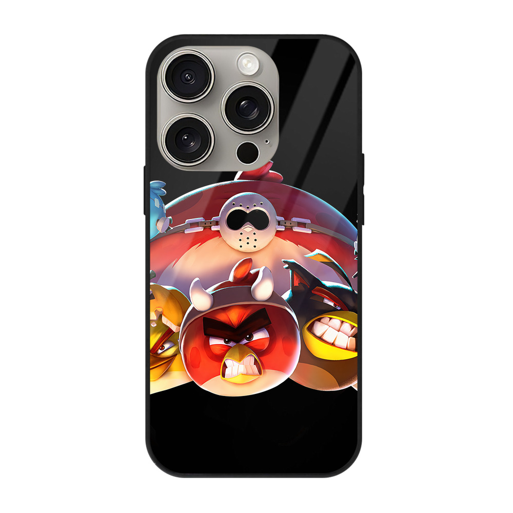 （画像用） Angry Birds アングリーバード 【iPhone15Pro対応】スマホケース 耐衝撃＆黄変防止 背面ガラス