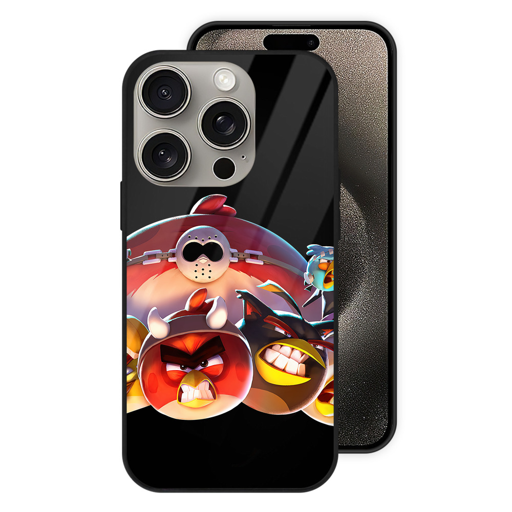 （画像用） Angry Birds アングリーバード 【iPhone15Pro対応】スマホケース 耐衝撃＆黄変防止 背面ガラス