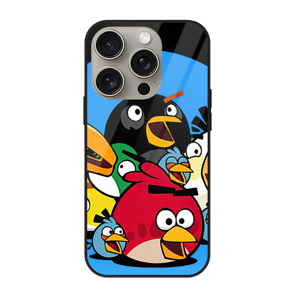 （画像用） Angry Birds アングリーバード 【iPhone15Pro対応】スマホケース 耐衝撃＆黄変防止 背面ガラス