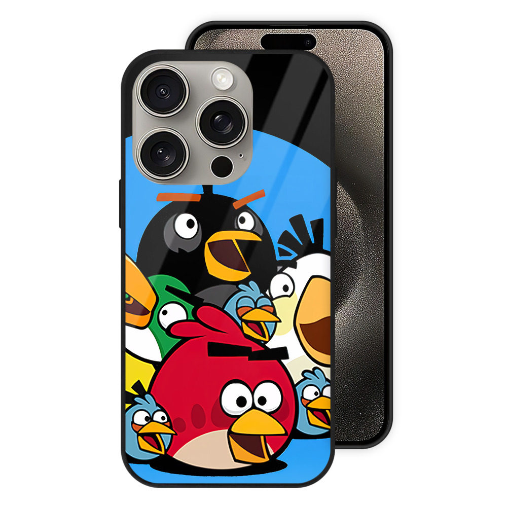（画像用） Angry Birds アングリーバード 【iPhone15Pro対応】スマホケース 耐衝撃＆黄変防止 背面ガラス