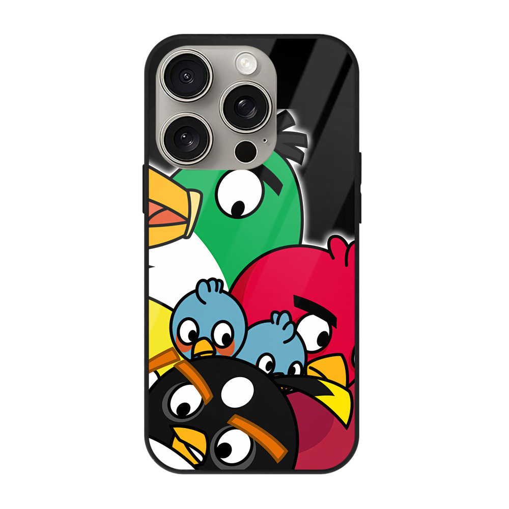 （画像用） Angry Birds アングリーバード 【iPhone15Pro対応】スマホケース 耐衝撃＆黄変防止 背面ガラス
