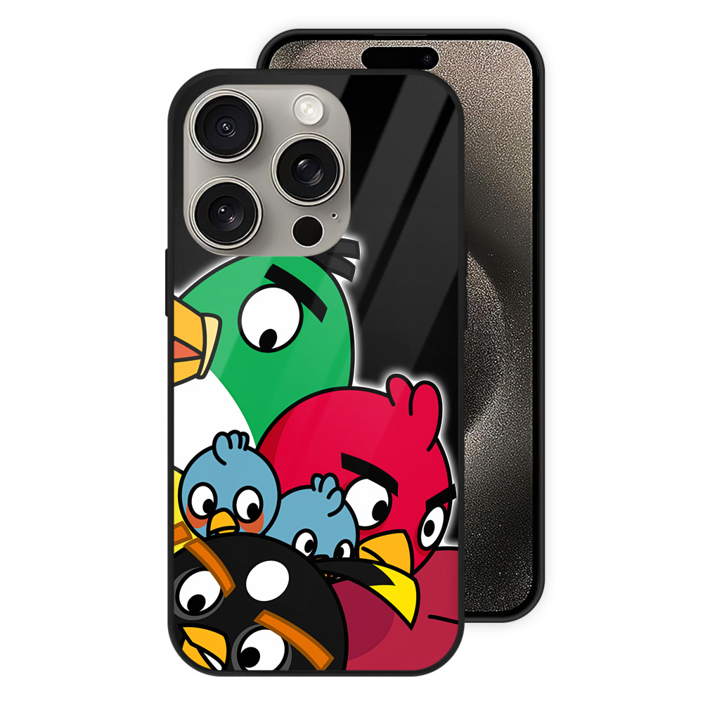 （画像用） Angry Birds アングリーバード 【iPhone15Pro対応】スマホケース 耐衝撃＆黄変防止 背面ガラス