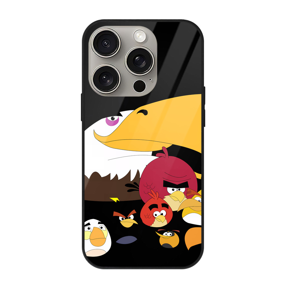 （画像用） Angry Birds アングリーバード 【iPhone15Pro対応】スマホケース 耐衝撃＆黄変防止 背面ガラス