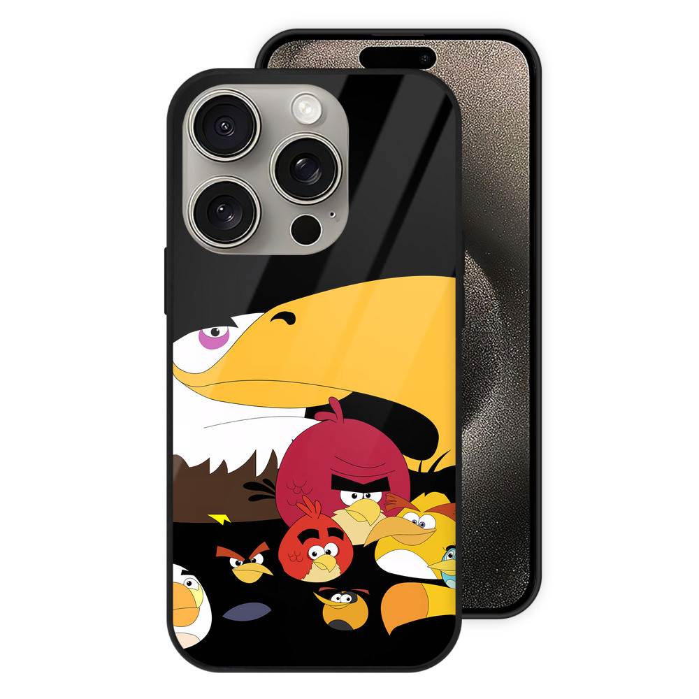 （画像用） Angry Birds アングリーバード 【iPhone15Pro対応】スマホケース 耐衝撃＆黄変防止 背面ガラス