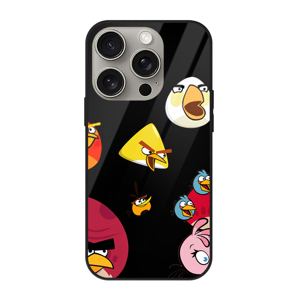 （画像用） Angry Birds アングリーバード 【iPhone15Pro対応】スマホケース 耐衝撃＆黄変防止 背面ガラス