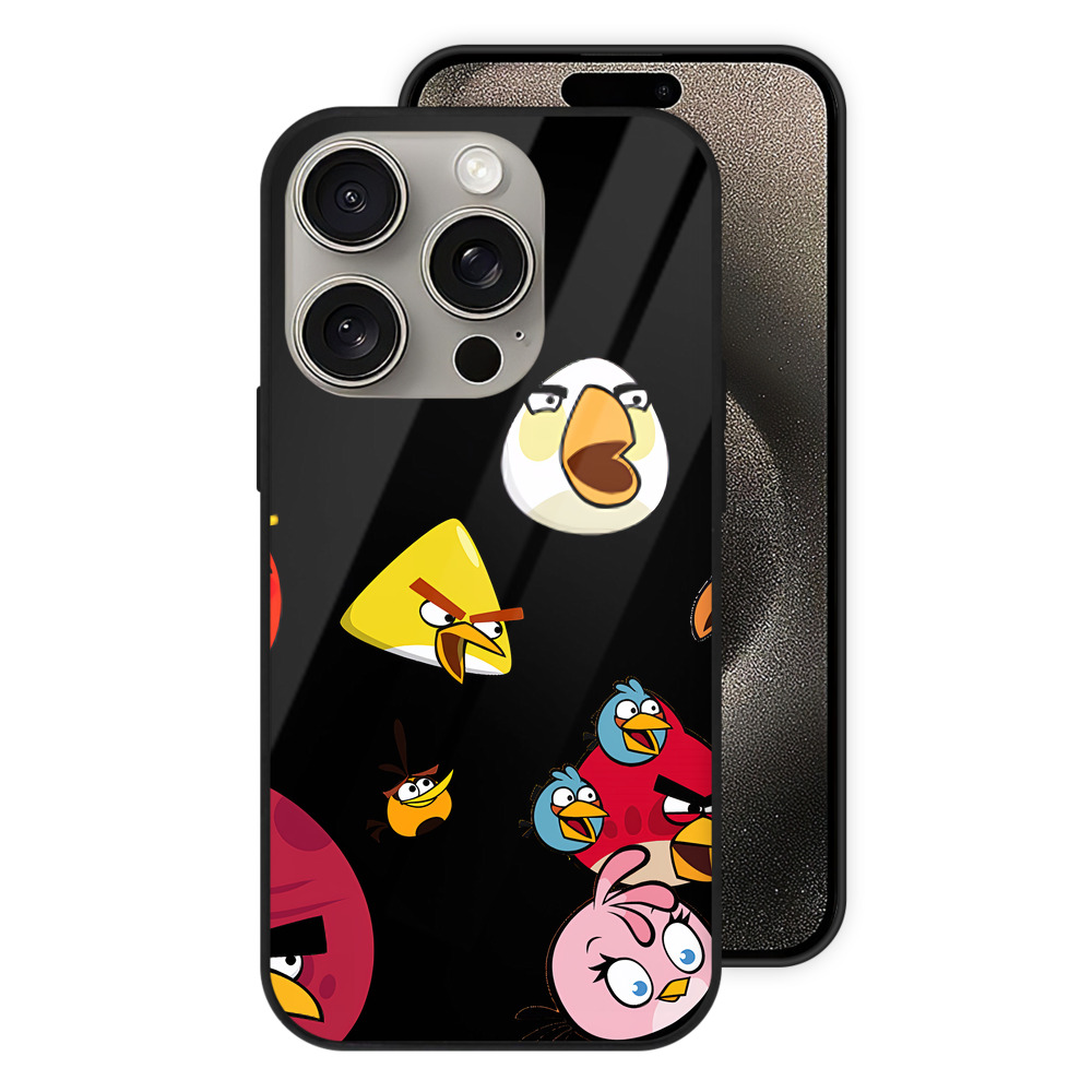 （画像用） Angry Birds アングリーバード 【iPhone15Pro対応】スマホケース 耐衝撃＆黄変防止 背面ガラス