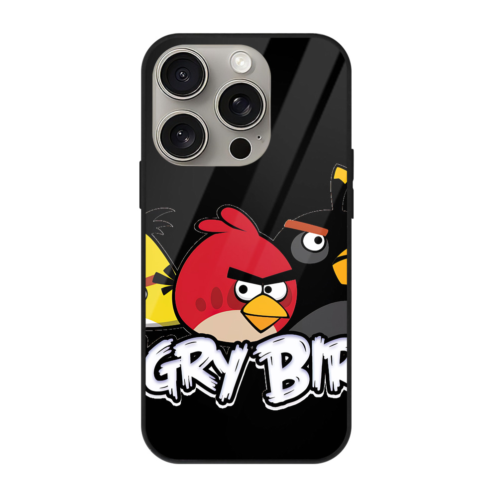 （画像用） Angry Birds アングリーバード 【iPhone15Pro対応】スマホケース 耐衝撃＆黄変防止 背面ガラス