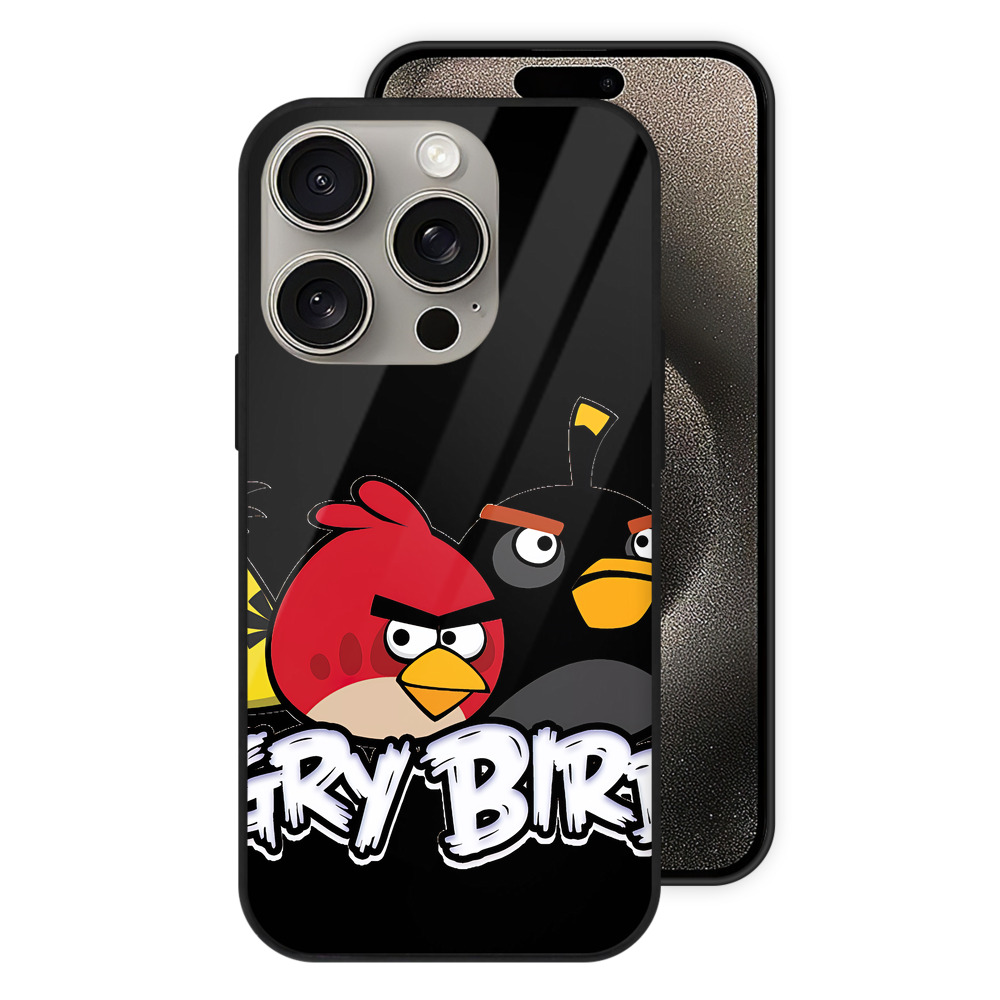（画像用） Angry Birds アングリーバード 【iPhone15Pro対応】スマホケース 耐衝撃＆黄変防止 背面ガラス