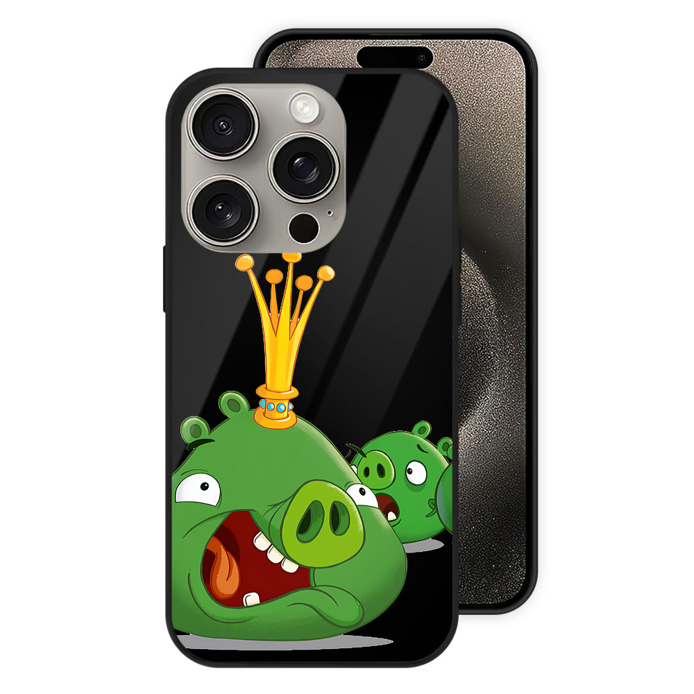 （画像用） Angry Birds アングリーバード 【iPhone15Pro対応】スマホケース 耐衝撃＆黄変防止 背面ガラス