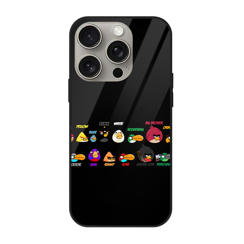 （画像用） Angry Birds アングリーバード 【iPhone15Pro対応】スマホケース 耐衝撃＆黄変防止 背面ガラス