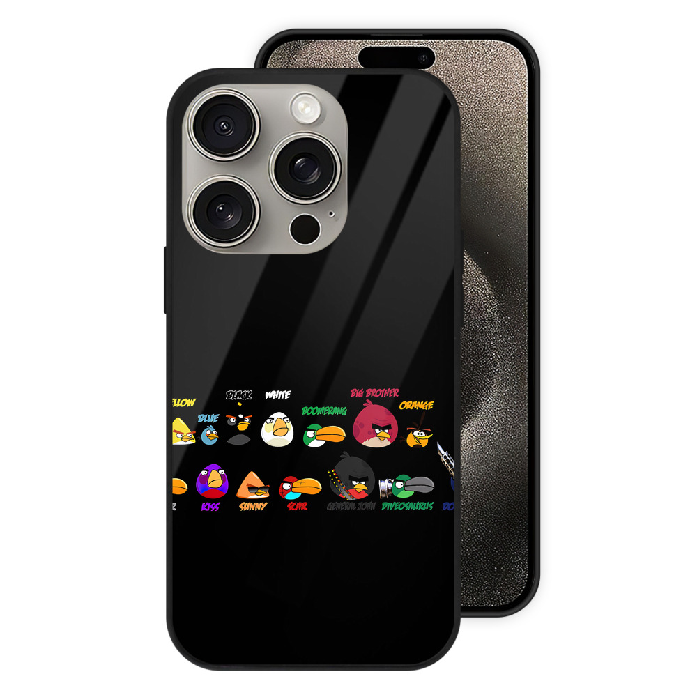 （画像用） Angry Birds アングリーバード 【iPhone15Pro対応】スマホケース 耐衝撃＆黄変防止 背面ガラス