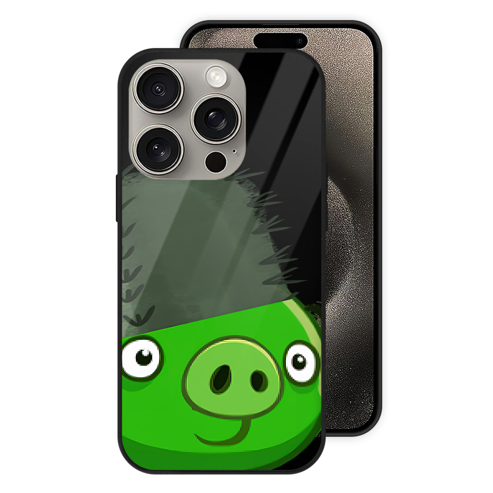 （画像用） Angry Birds アングリーバード 【iPhone15Pro対応】スマホケース 耐衝撃＆黄変防止 背面ガラス