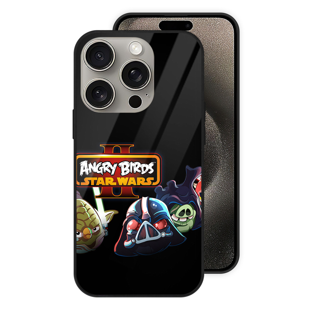 （画像用） Angry Birds アングリーバード 【iPhone15Pro対応】スマホケース 耐衝撃＆黄変防止 背面ガラス