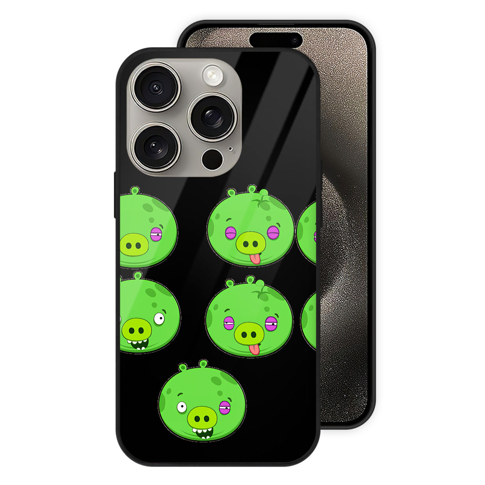 （画像用） Angry Birds アングリーバード 【iPhone15Pro対応】スマホケース 耐衝撃＆黄変防止 背面ガラス